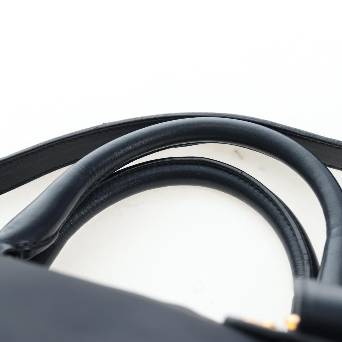 PRADA Hand Bag Nylon 2way Navy Gold Auth 192936V