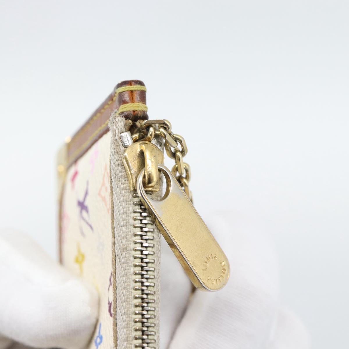 LOUIS VUITTON Monogram Multicolor Pochette Cles White M92655 LV Auth 192941