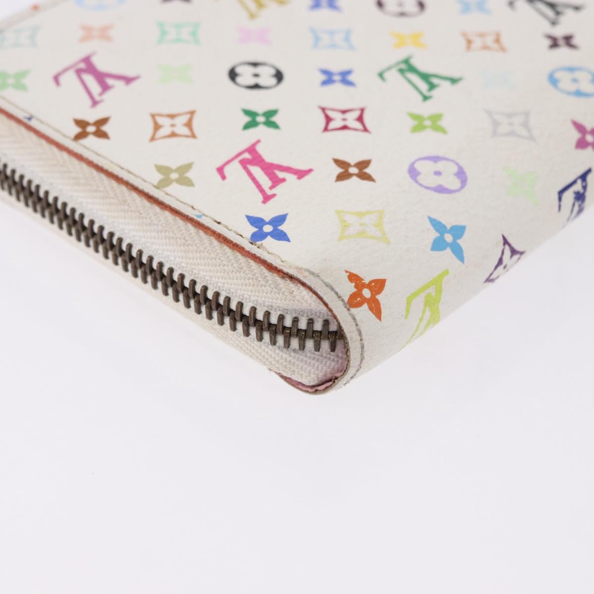 LOUIS VUITTON Monogram Multicolor Zippy Wallet White M60241 LV Auth 192944