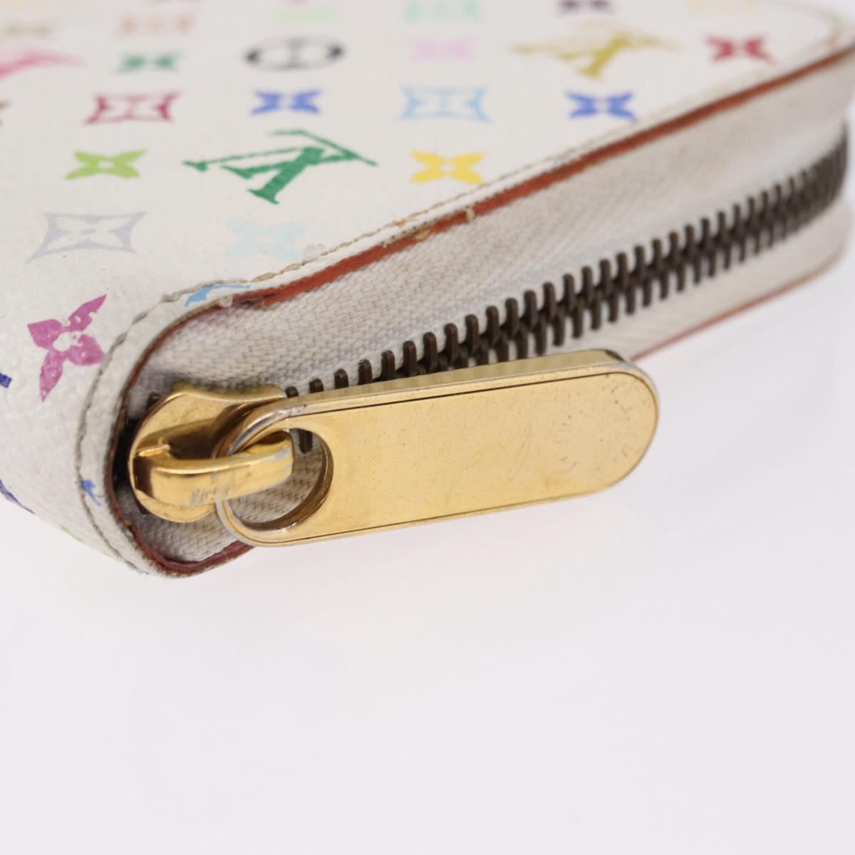 LOUIS VUITTON Monogram Multicolor Zippy Wallet White M60241 LV Auth 192944