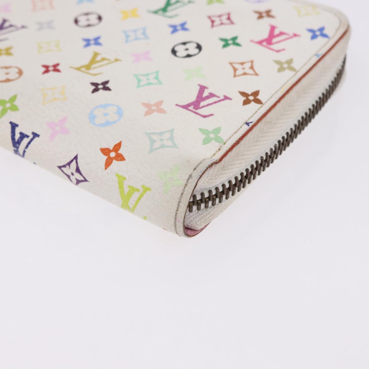 LOUIS VUITTON Monogram Multicolor Zippy Wallet White M60241 LV Auth 192944