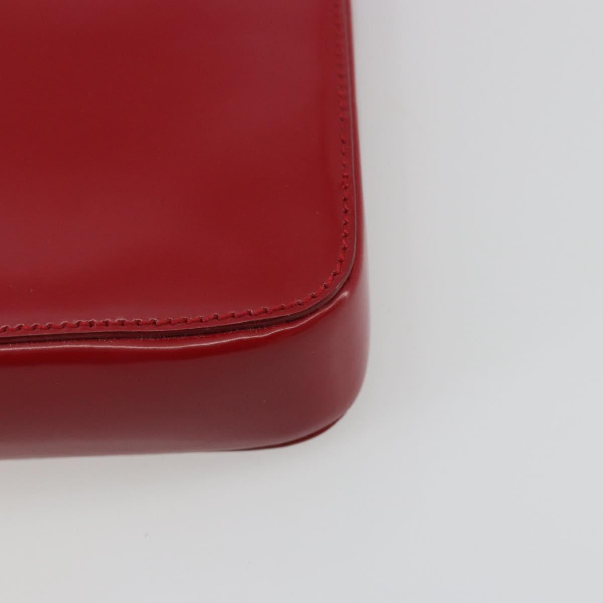 PRADA Hand Bag Leather Red Gold Auth 192949V