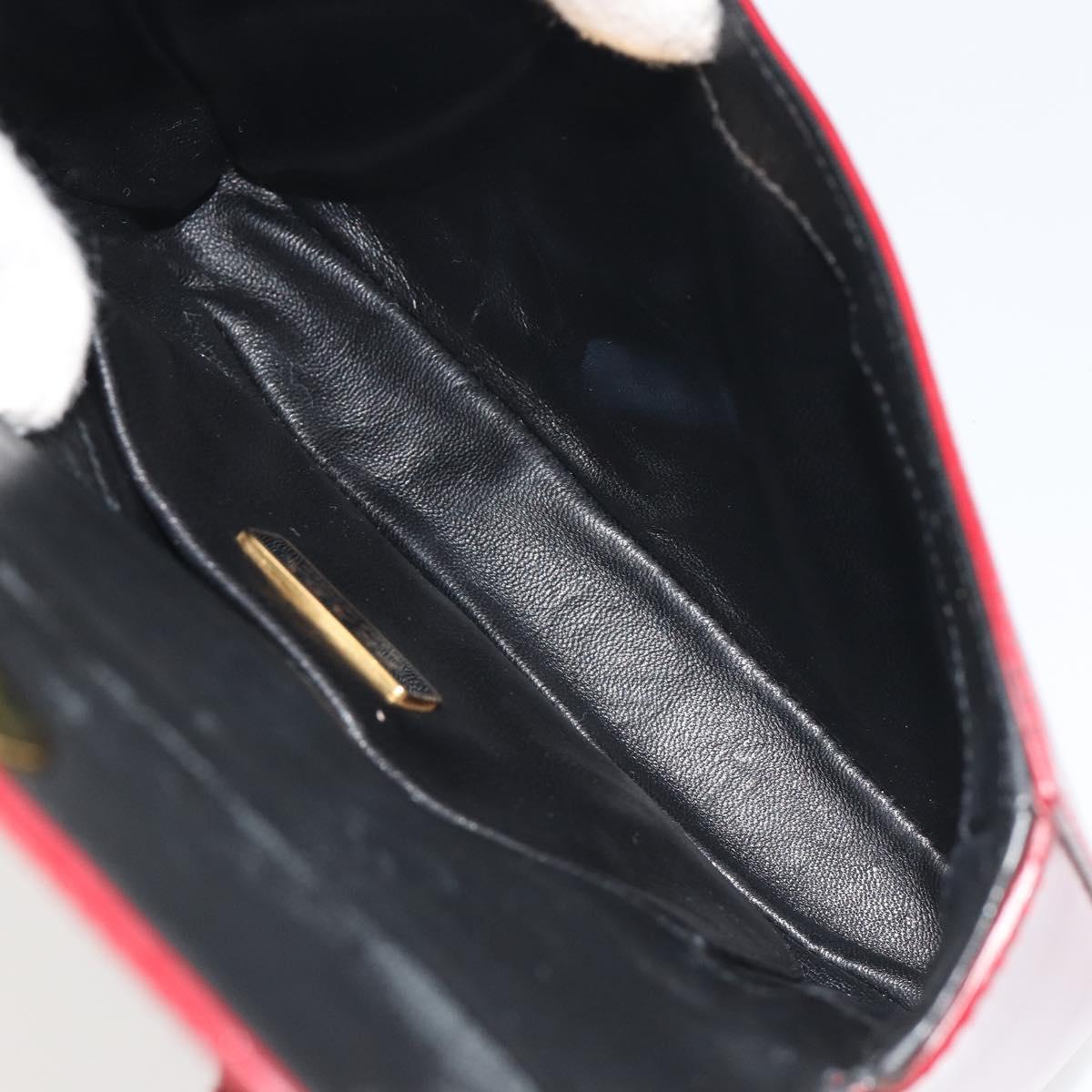 PRADA Hand Bag Leather Red Gold Auth 192949V