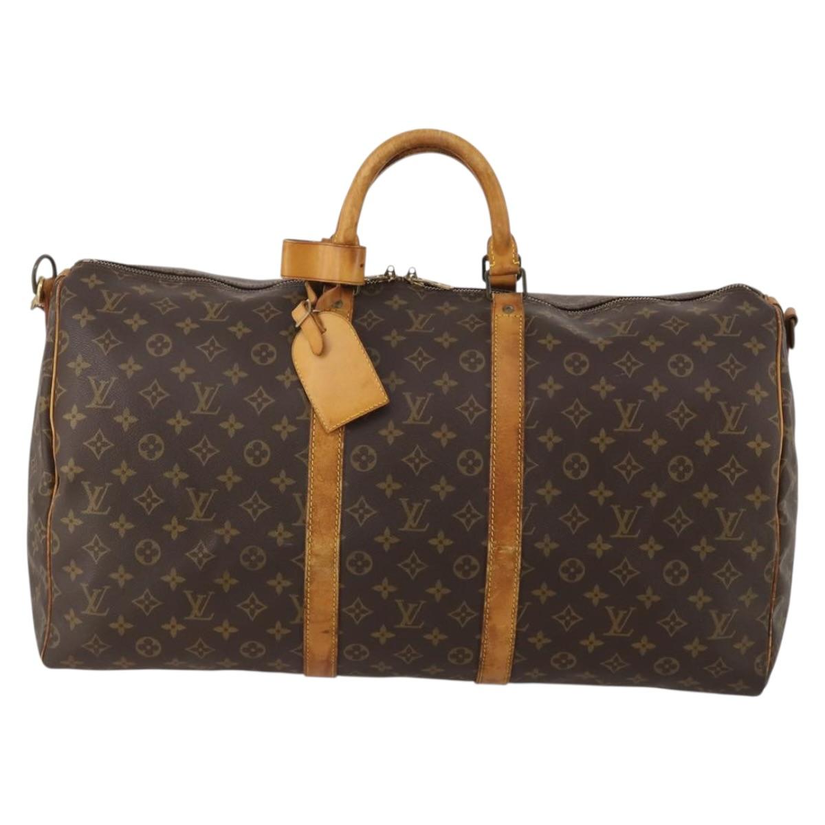 LOUIS VUITTON Monogram Keepall Bandouliere 55 Boston Bag M41414 LV Auth 192976