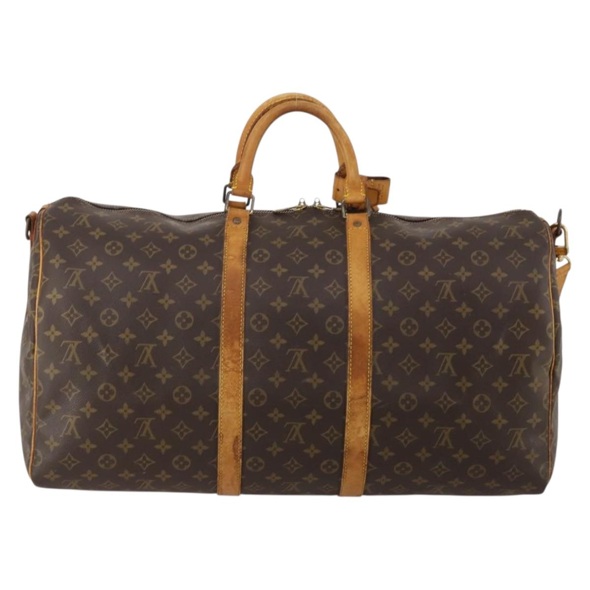 LOUIS VUITTON Monogram Keepall Bandouliere 55 Boston Bag M41414 LV Auth 192976
