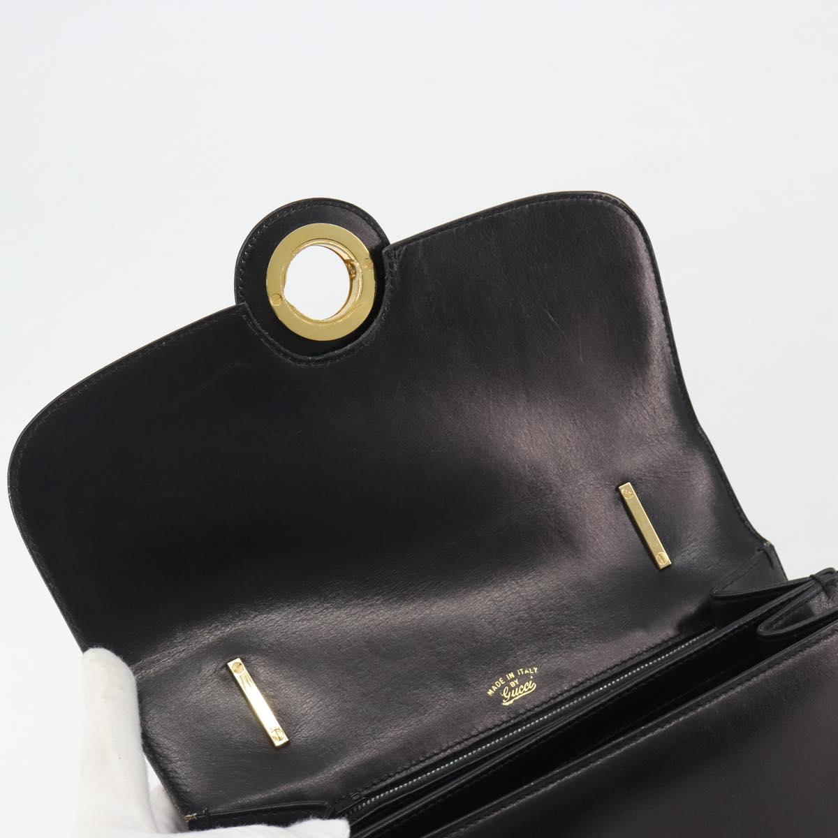 GUCCI Hand Bag Leather Black Gold 319795 Auth 192984A
