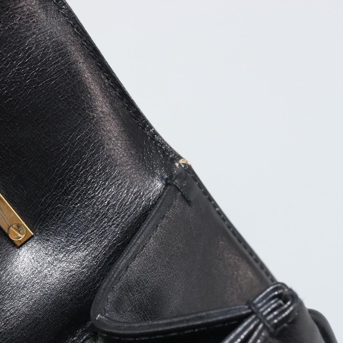 GUCCI Hand Bag Leather Black Gold 319795 Auth 192984A