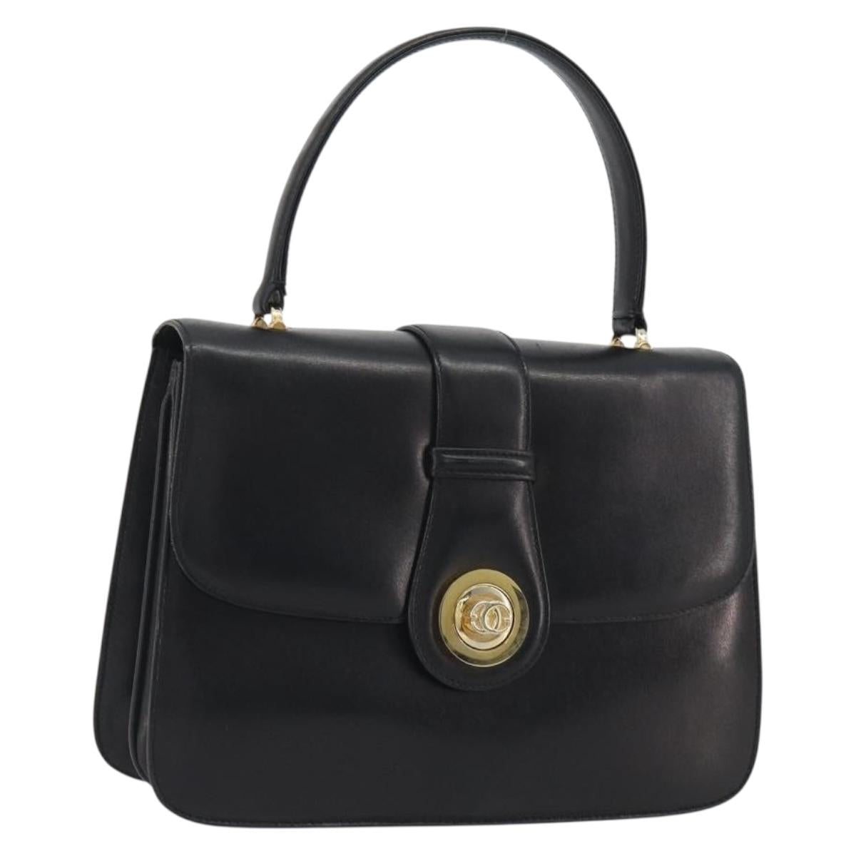 GUCCI Hand Bag Leather Black Gold 319795 Auth 192984A