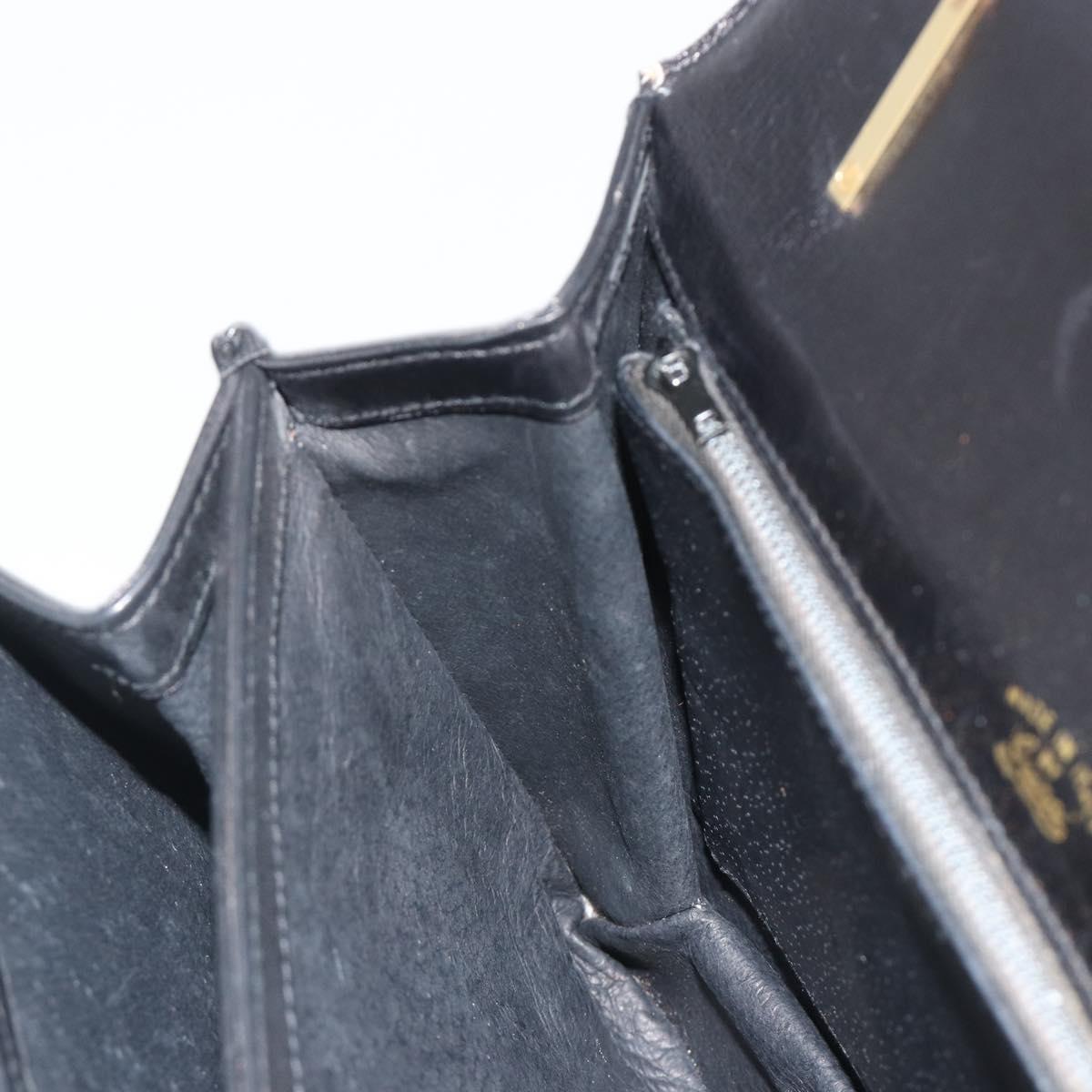 GUCCI Hand Bag Leather Black Gold 319795 Auth 192984A