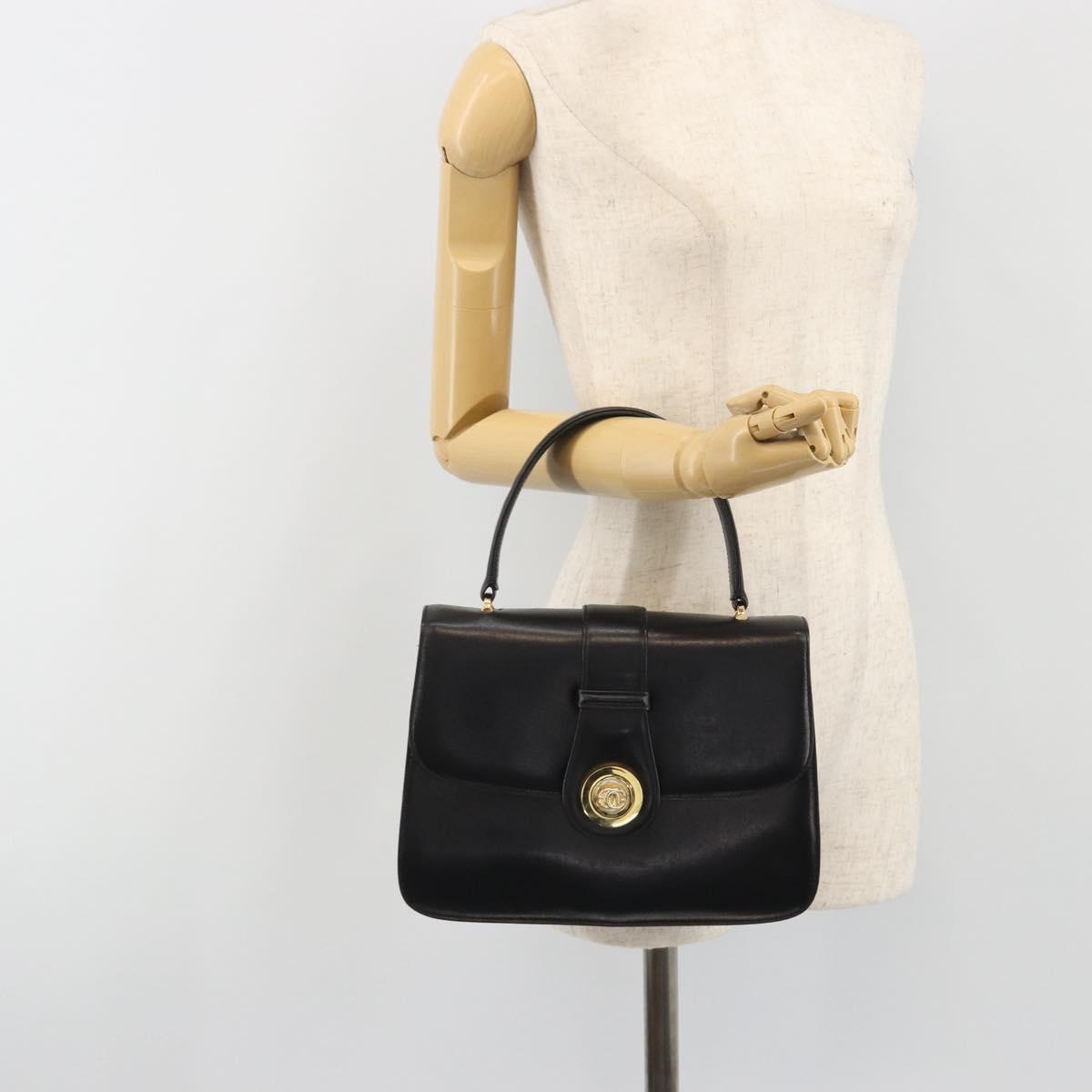 GUCCI Hand Bag Leather Black Gold 319795 Auth 192984A