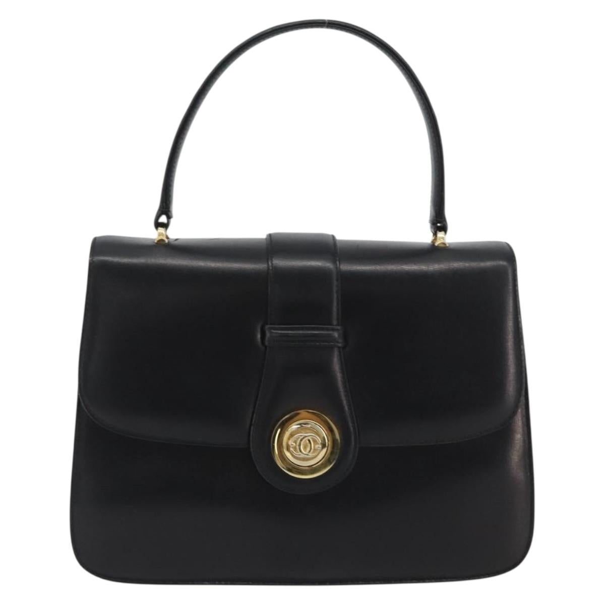GUCCI Hand Bag Leather Black Gold 319795 Auth 192984A