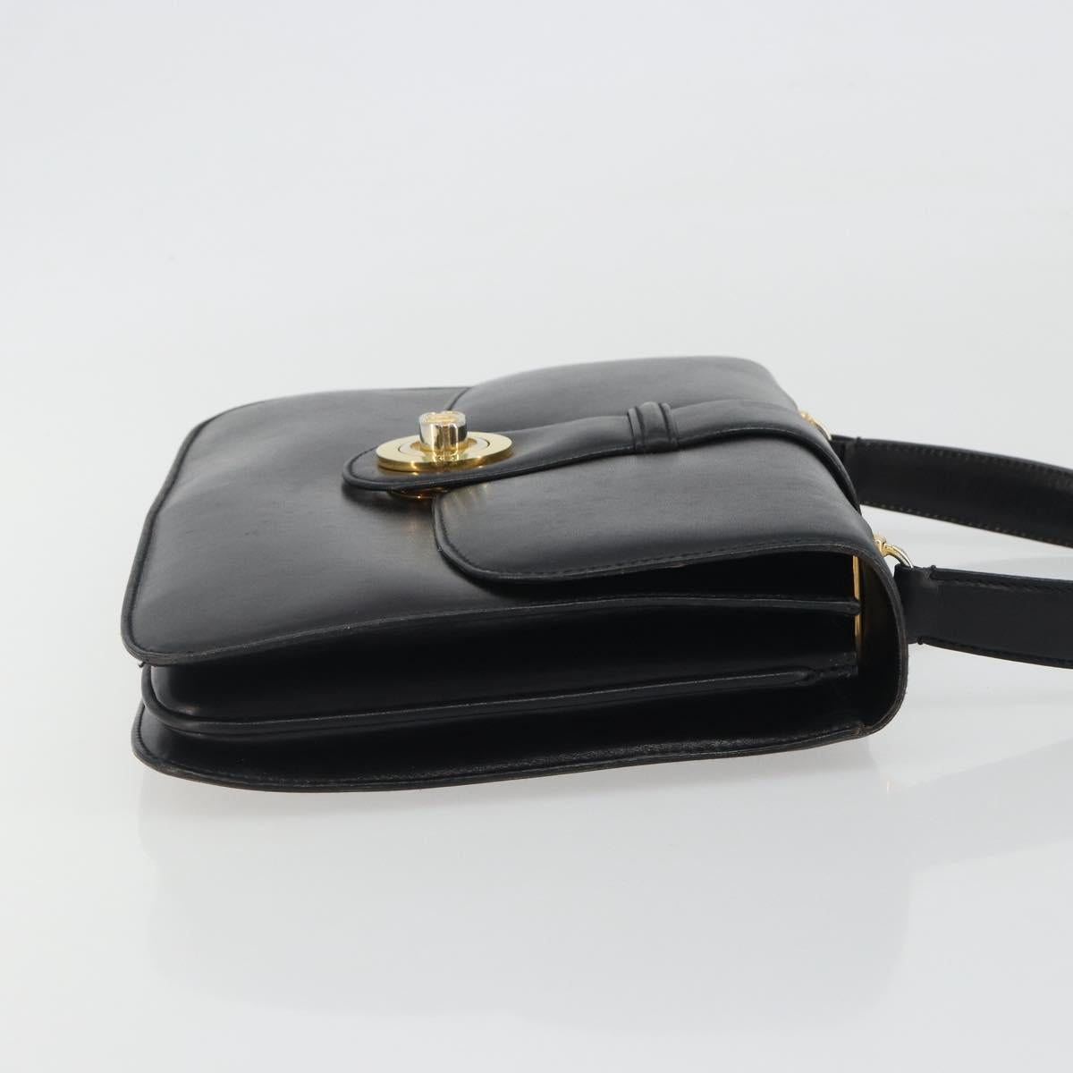 GUCCI Hand Bag Leather Black Gold 319795 Auth 192984A