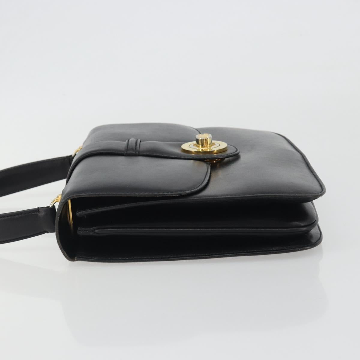 GUCCI Hand Bag Leather Black Gold 319795 Auth 192984A