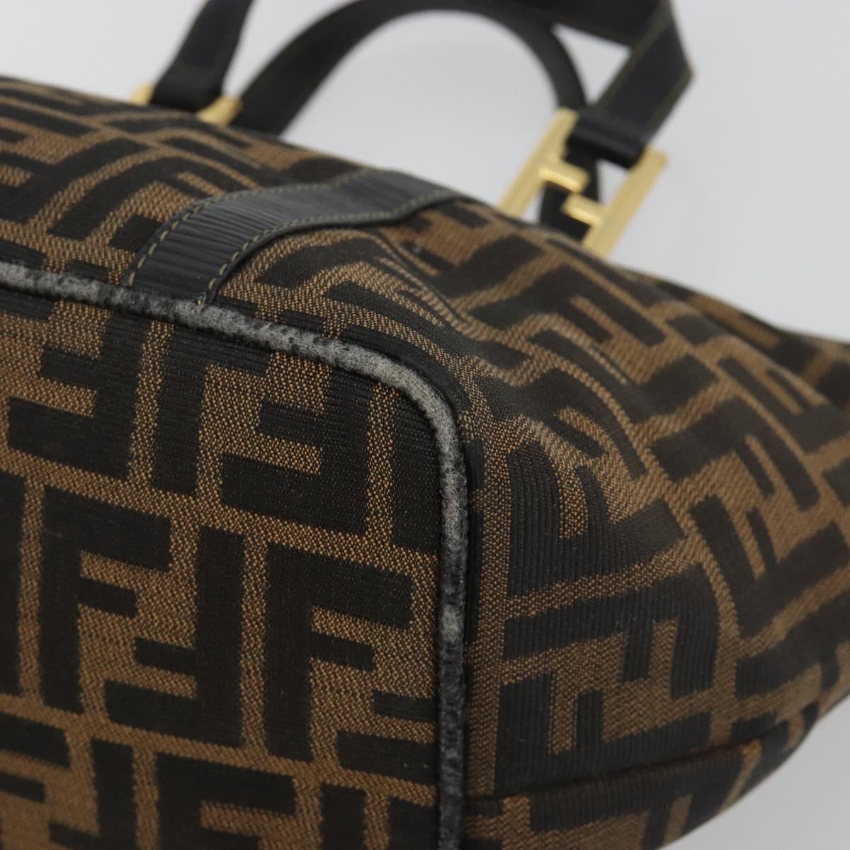 FENDI Zucca Canvas Hand Bag Black Brown Auth 192986