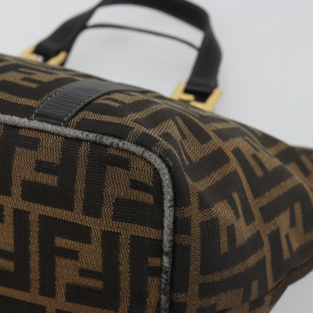 FENDI Zucca Canvas Hand Bag Black Brown Auth 192986