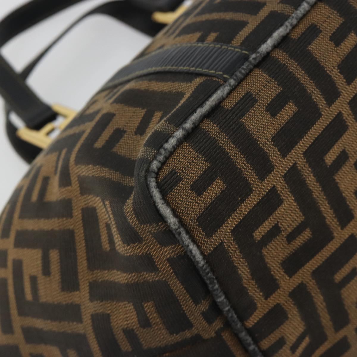 FENDI Zucca Canvas Hand Bag Black Brown Auth 192986