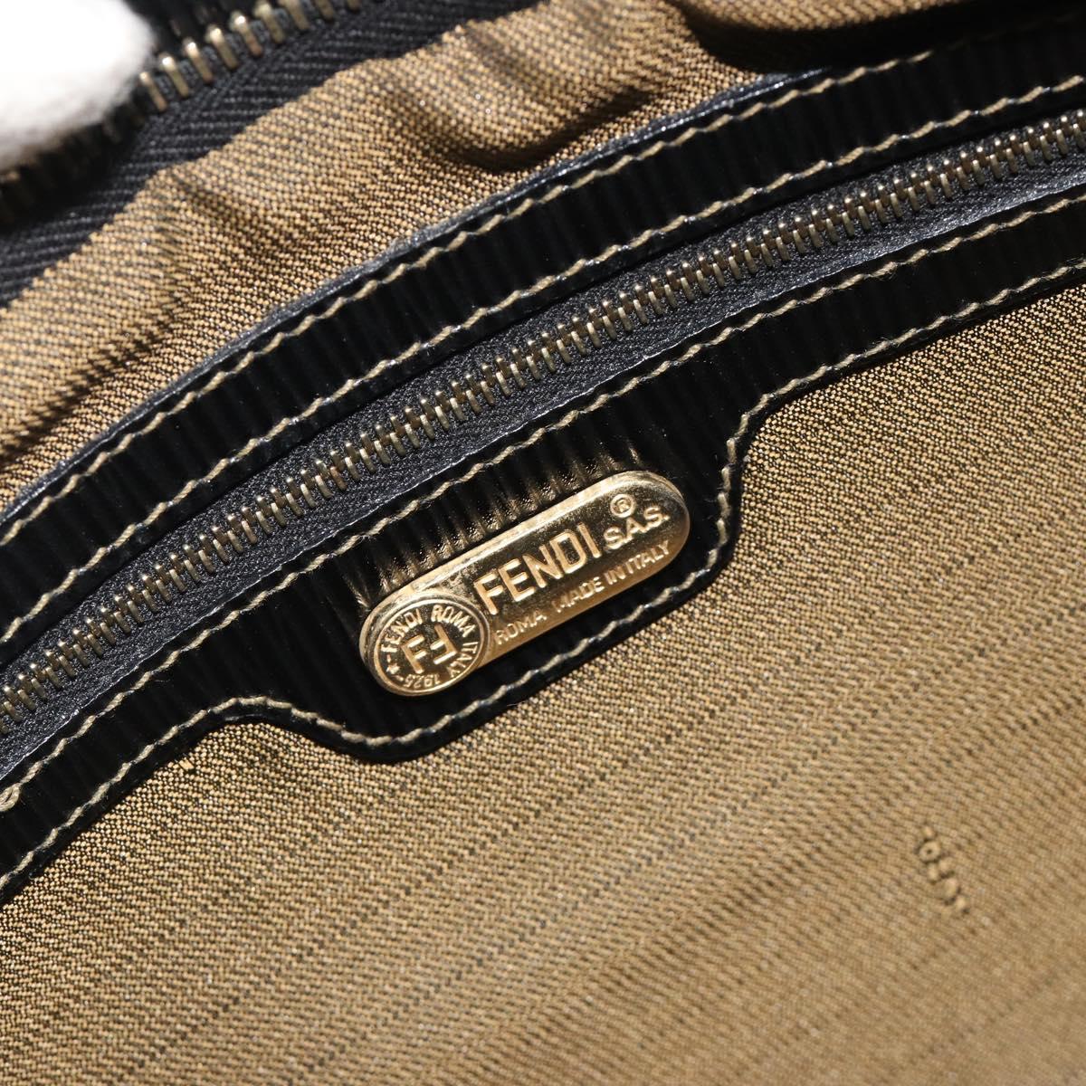 FENDI Zucca Canvas Hand Bag Black Brown Auth 192986