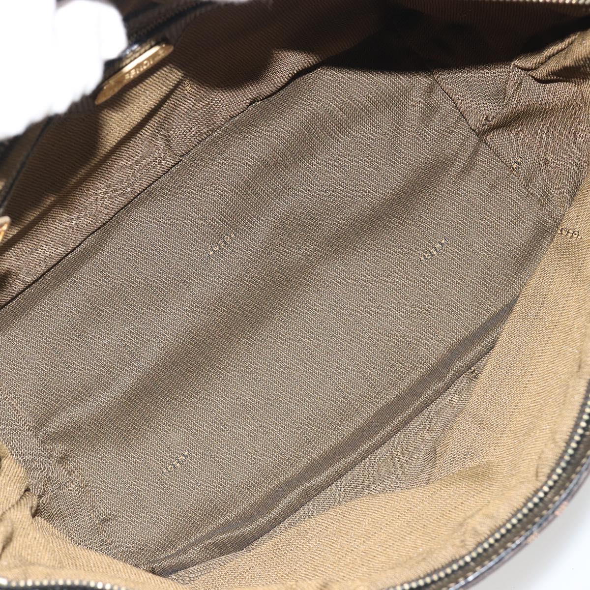 FENDI Zucca Canvas Hand Bag Black Brown Auth 192986