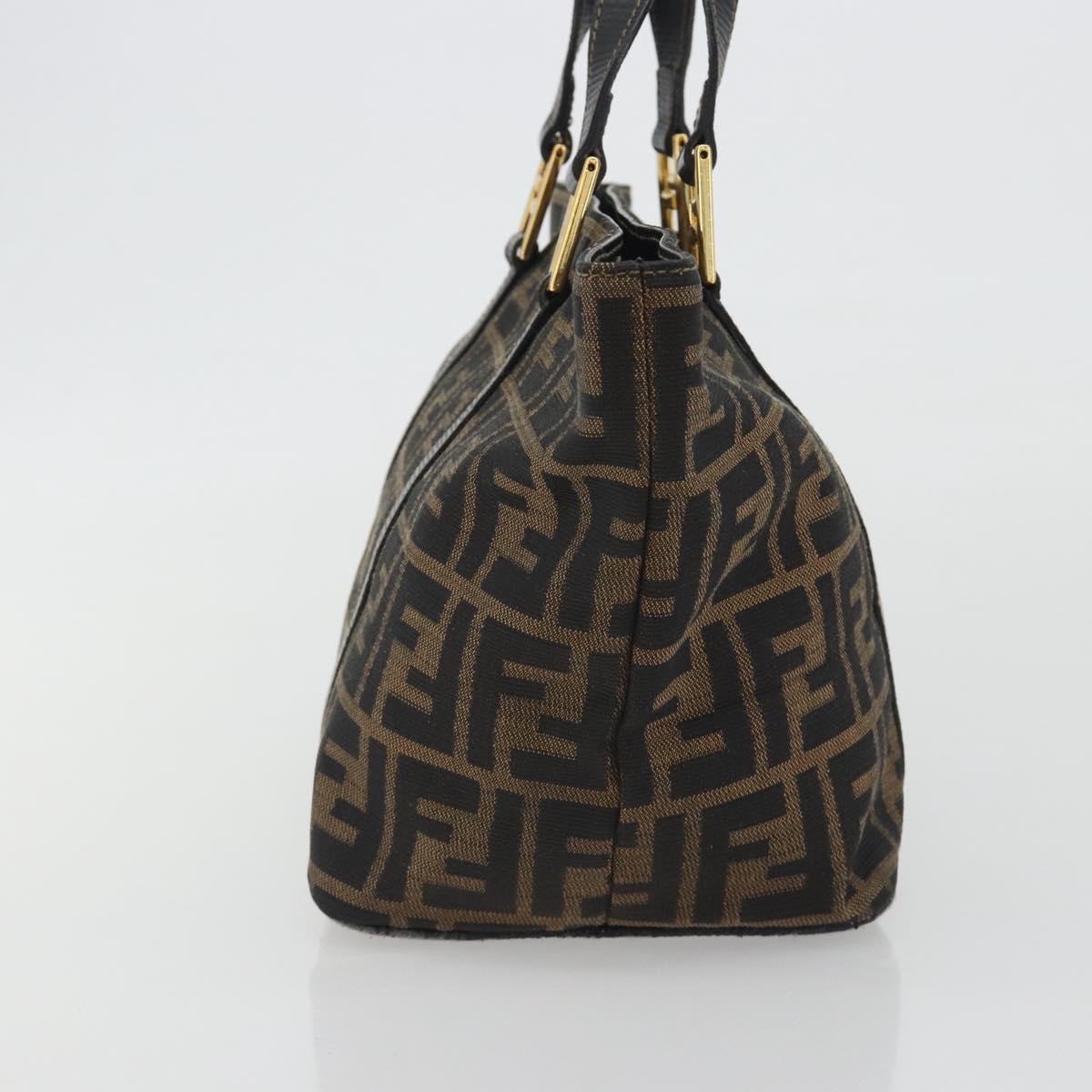 FENDI Zucca Canvas Hand Bag Black Brown Auth 192986