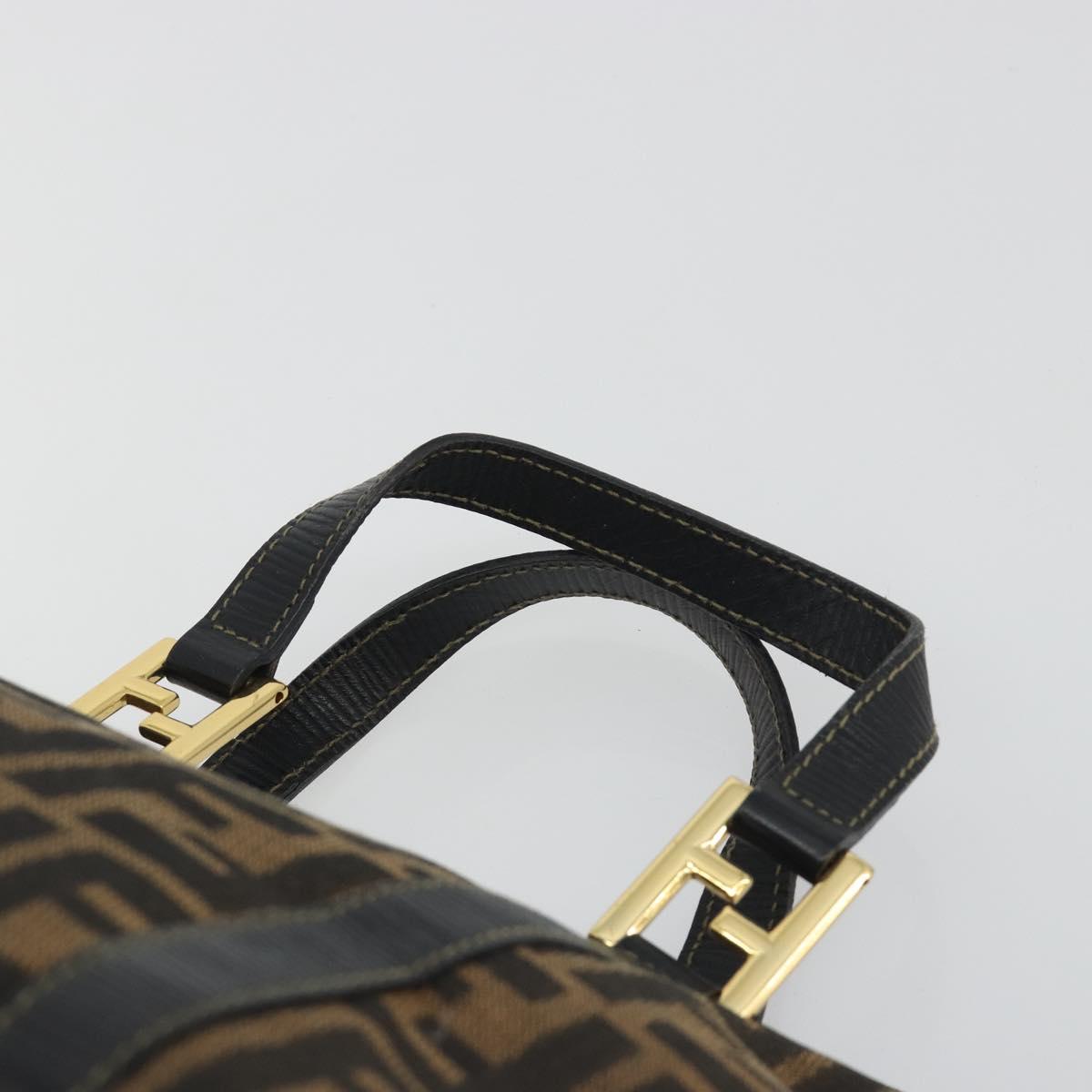 FENDI Zucca Canvas Hand Bag Black Brown Auth 192986