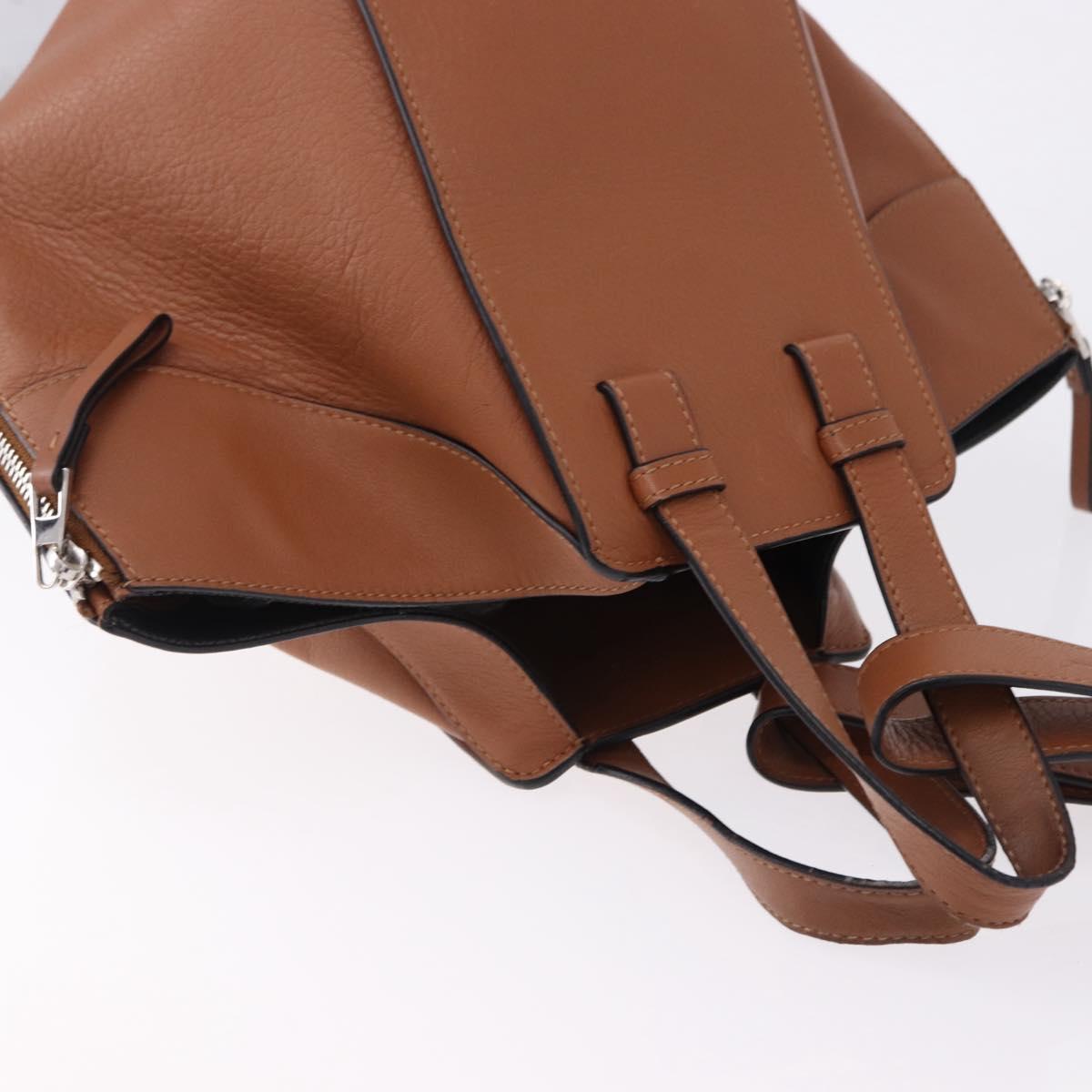 LOEWE Hammock Small Hand Bag Leather 2way Brown Silver Auth 192988A