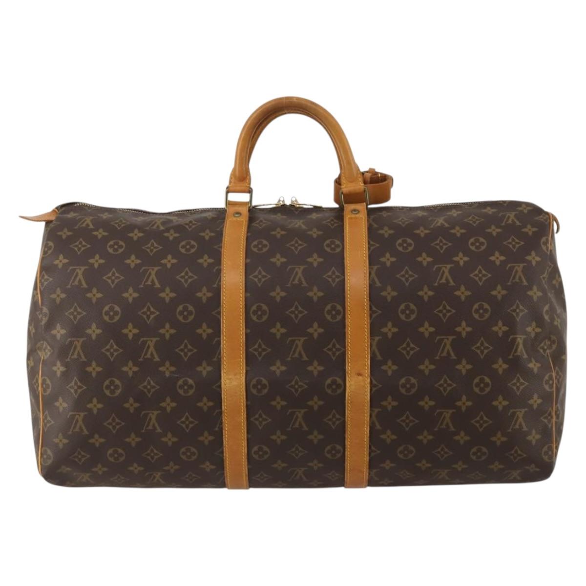 LOUIS VUITTON Monogram Keepall 55 Boston Bag M41424 LV Auth 192989