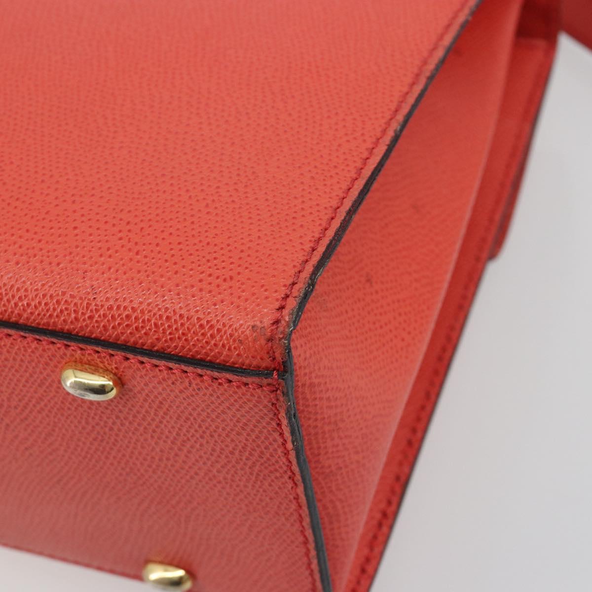 CELINE Hand Bag Leather 2way Red Gold Auth 192995