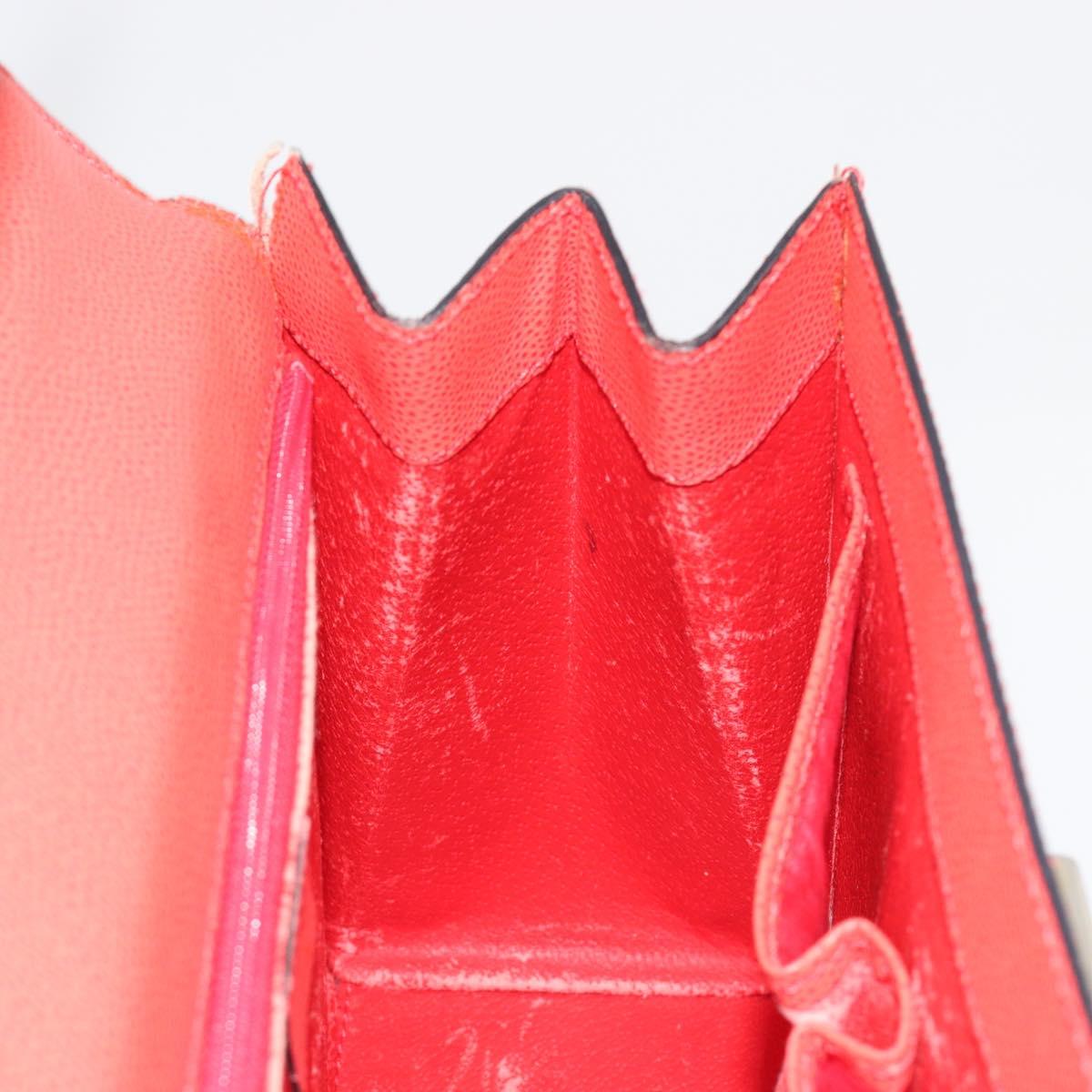 CELINE Hand Bag Leather 2way Red Gold Auth 192995