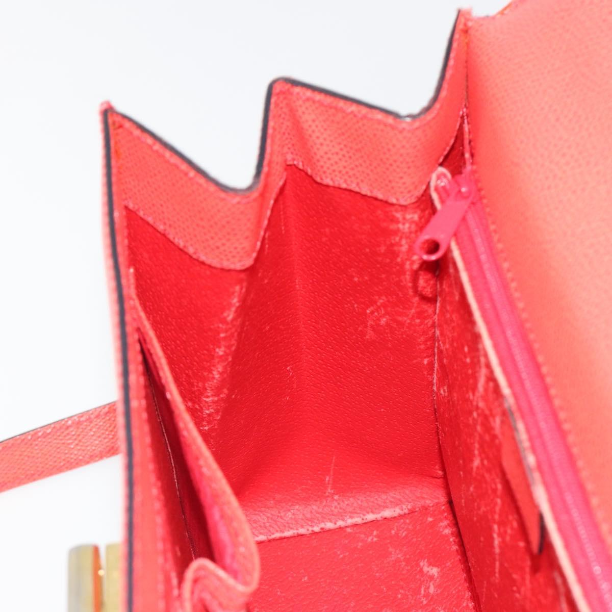 CELINE Hand Bag Leather 2way Red Gold Auth 192995