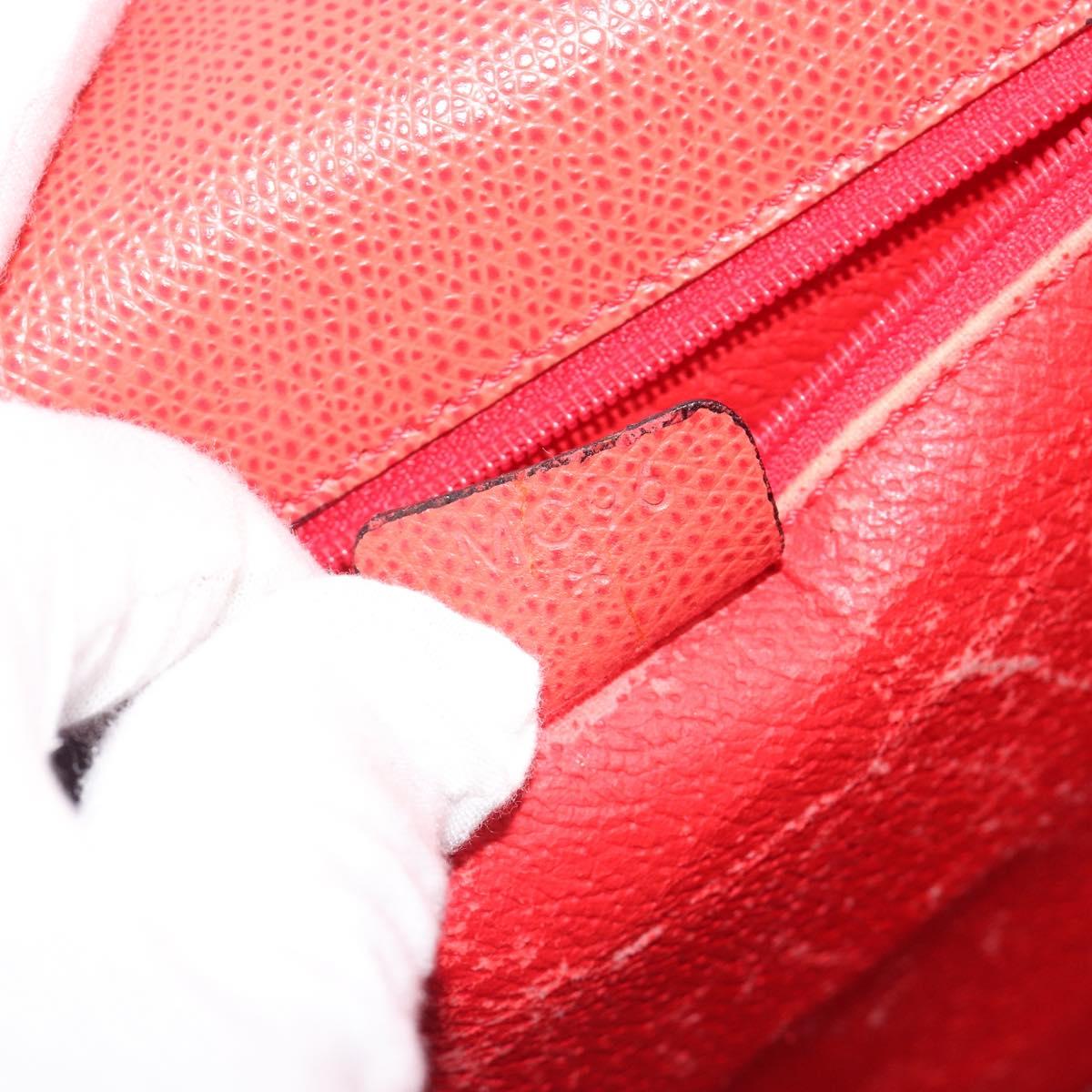 CELINE Hand Bag Leather 2way Red Gold Auth 192995