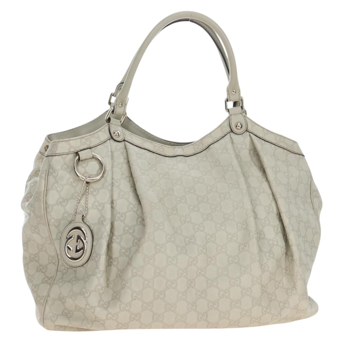 GUCCI GG Canvas Guccissima Sukey Hand Bag Leather Beige Gold 211943 Auth 192998V