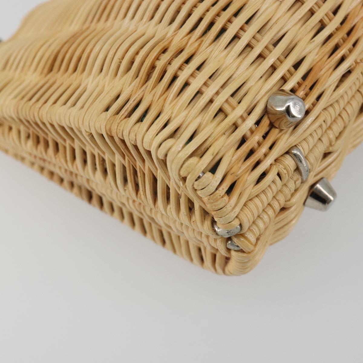 TIFFANY&Co. Chain Shoulder Bag Rattan Beige Silver Auth 193002V
