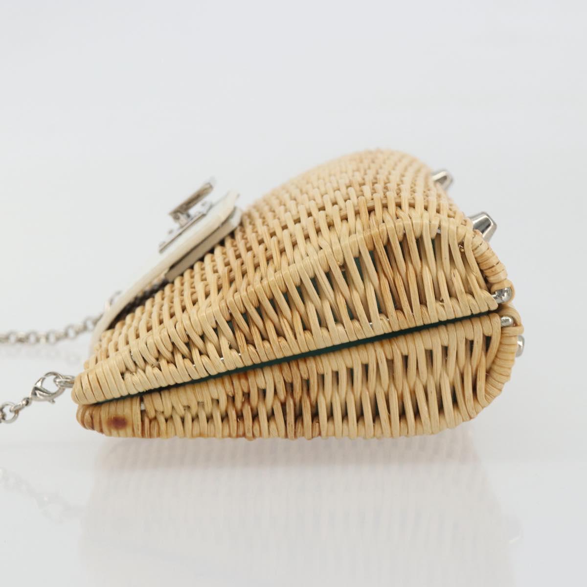 TIFFANY&Co. Chain Shoulder Bag Rattan Beige Silver Auth 193002V