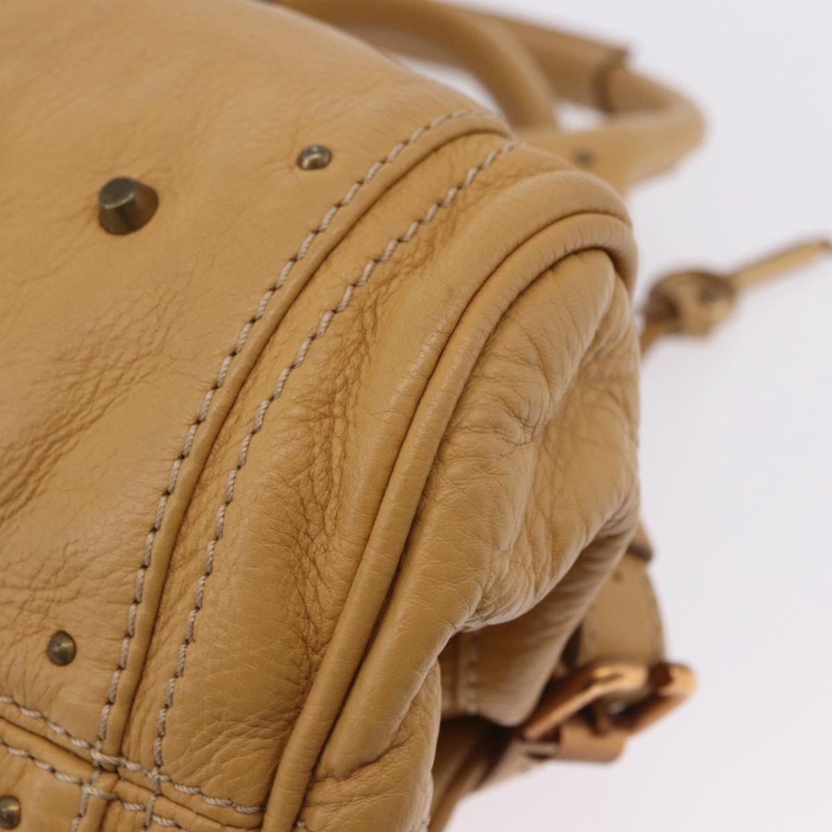 Chloe Paddington Hand Bag Leather Beige Gold Silver Auth 193003V