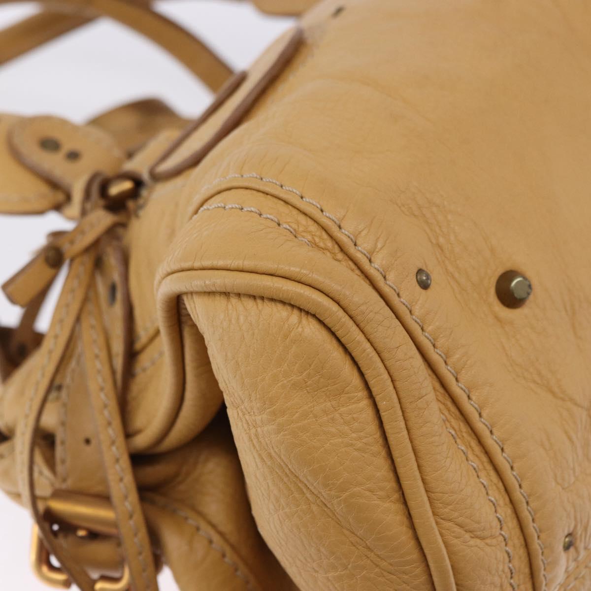 Chloe Paddington Hand Bag Leather Beige Gold Silver Auth 193003V
