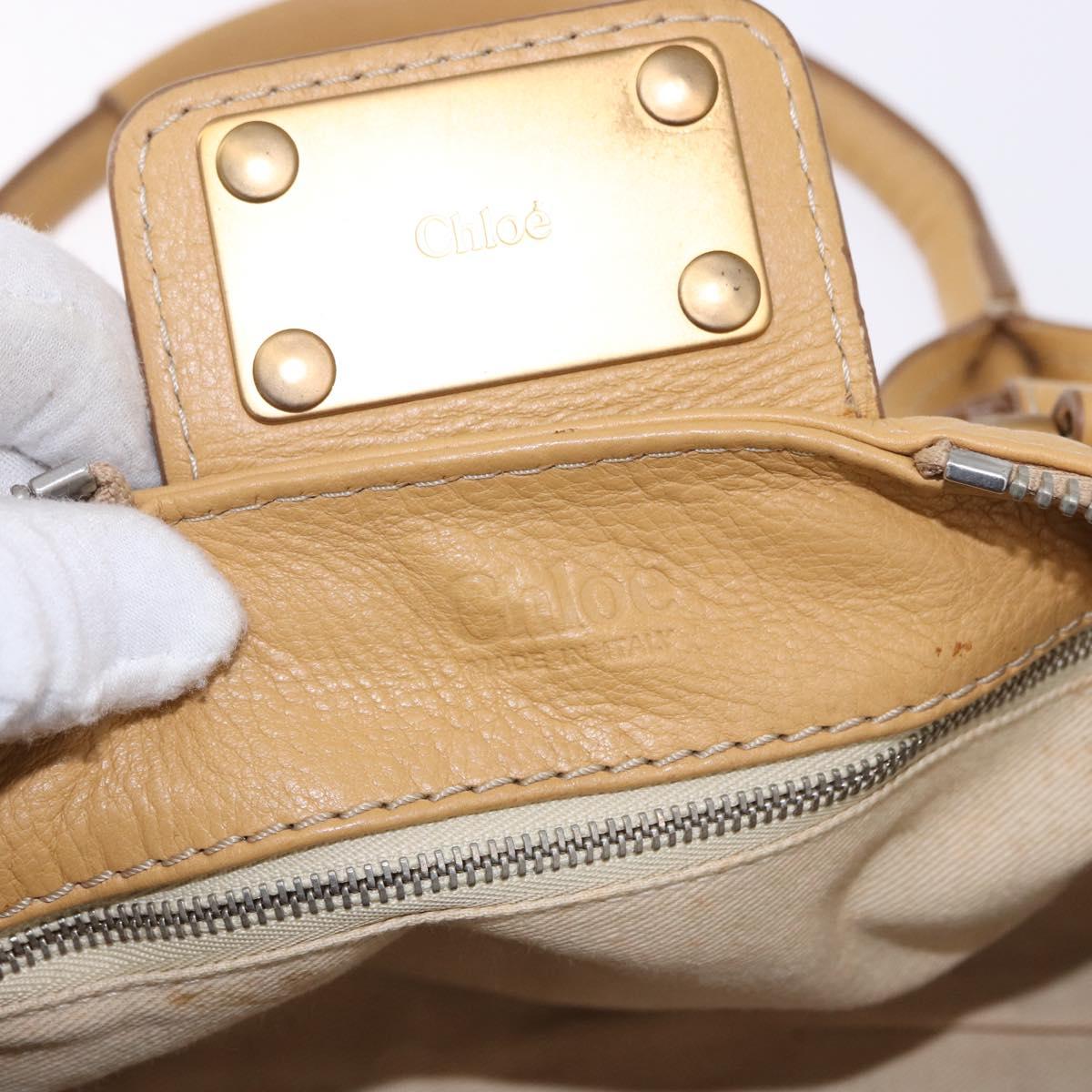 Chloe Paddington Hand Bag Leather Beige Gold Silver Auth 193003V