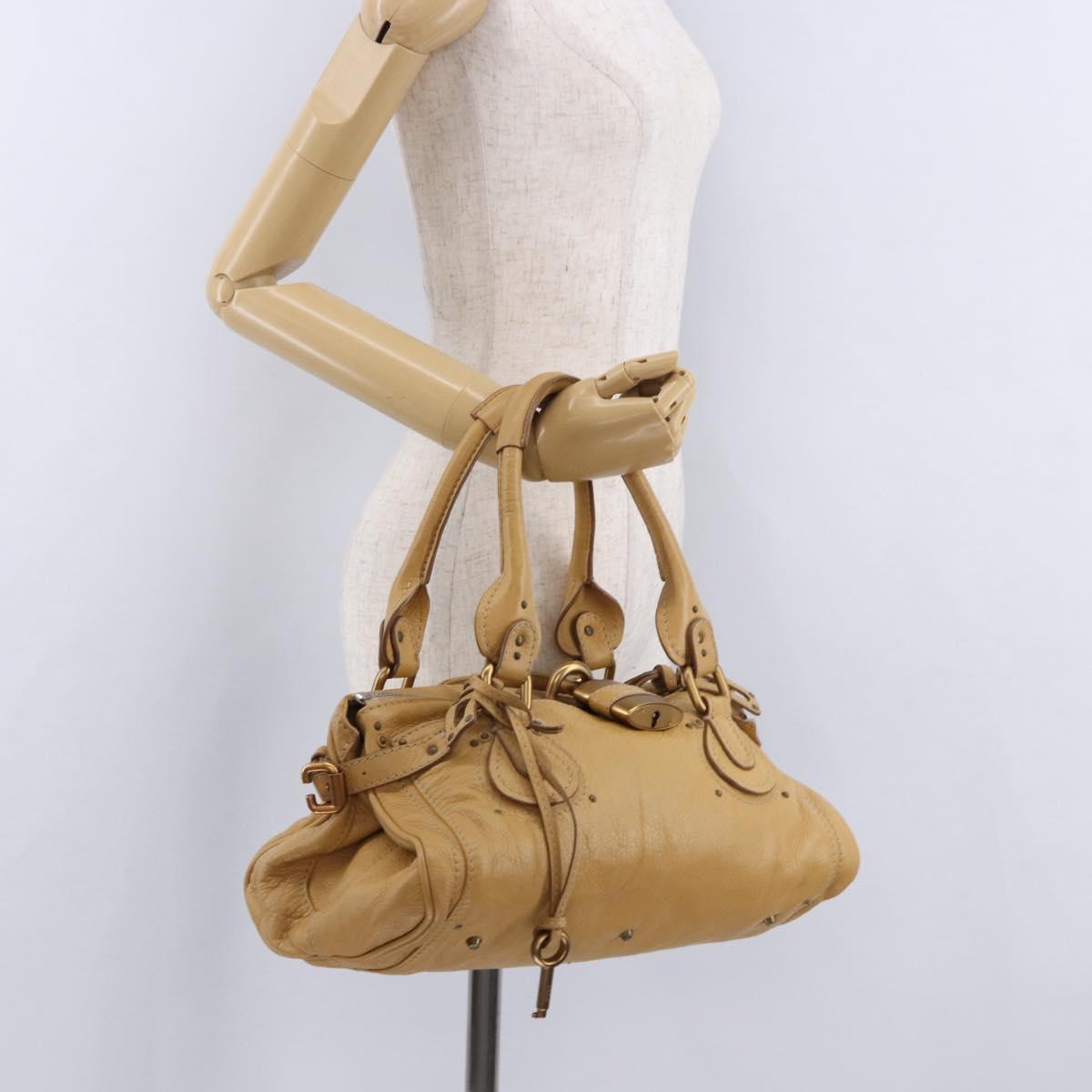 Chloe Paddington Hand Bag Leather Beige Gold Silver Auth 193003V