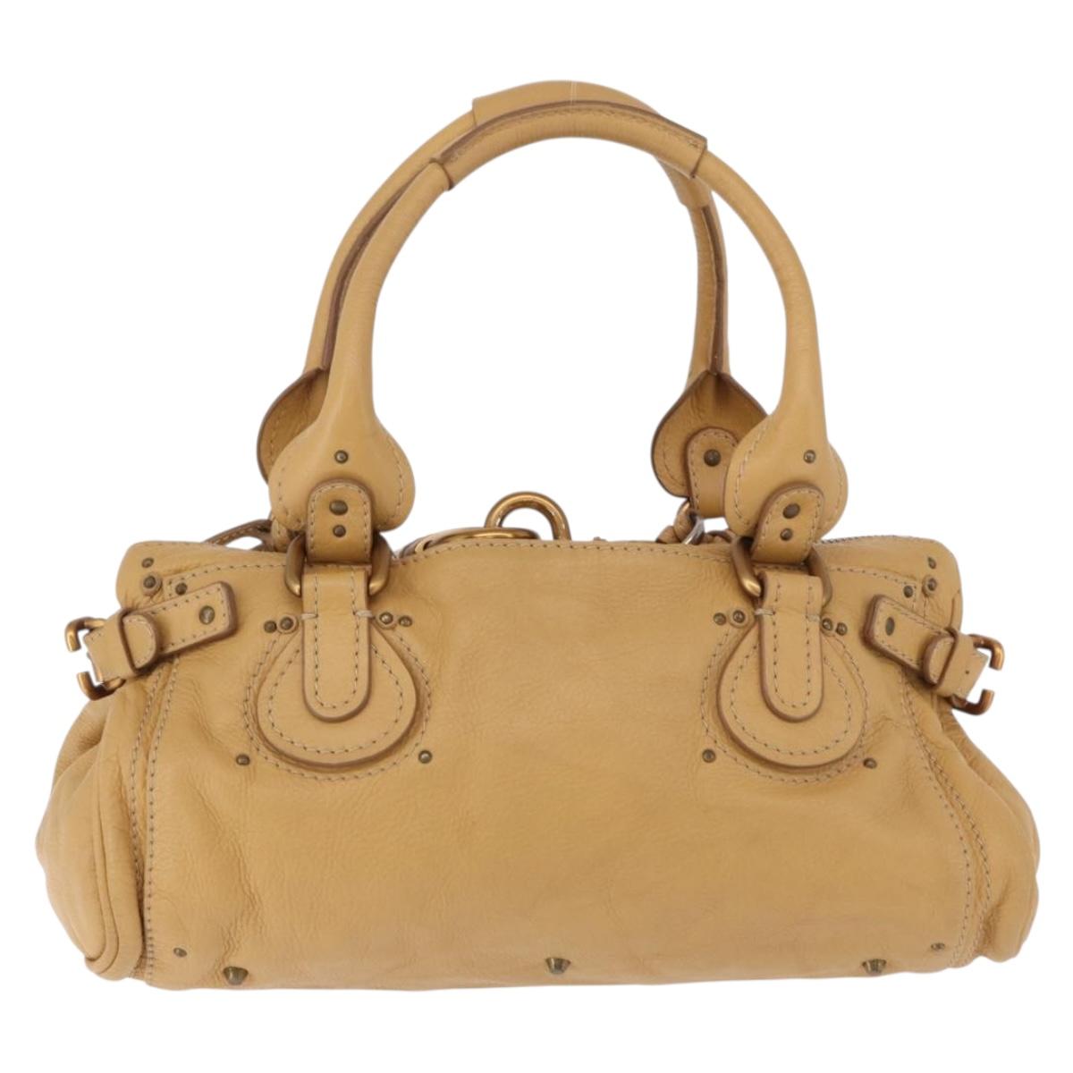 Chloe Paddington Hand Bag Leather Beige Gold Silver Auth 193003V