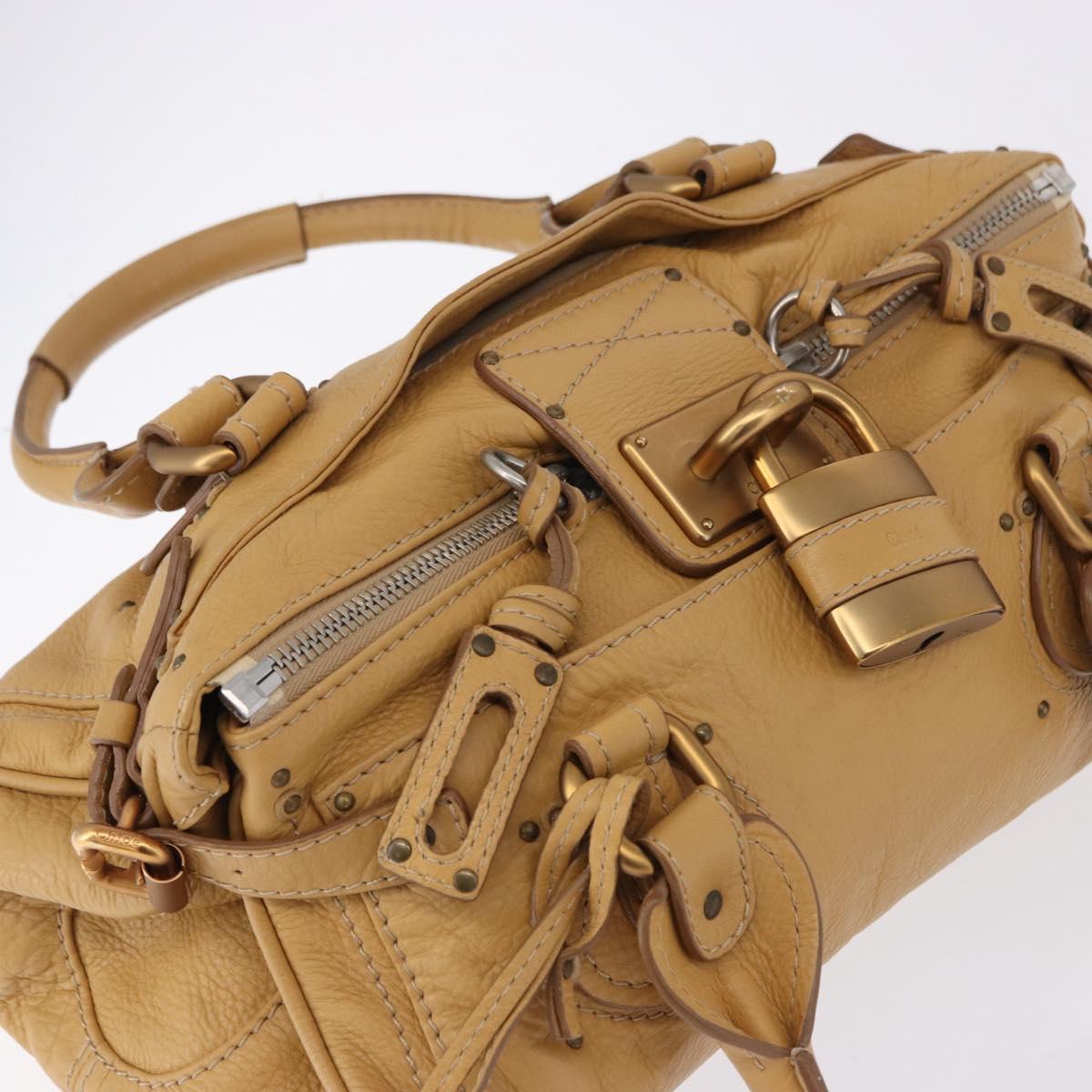 Chloe Paddington Hand Bag Leather Beige Gold Silver Auth 193003V
