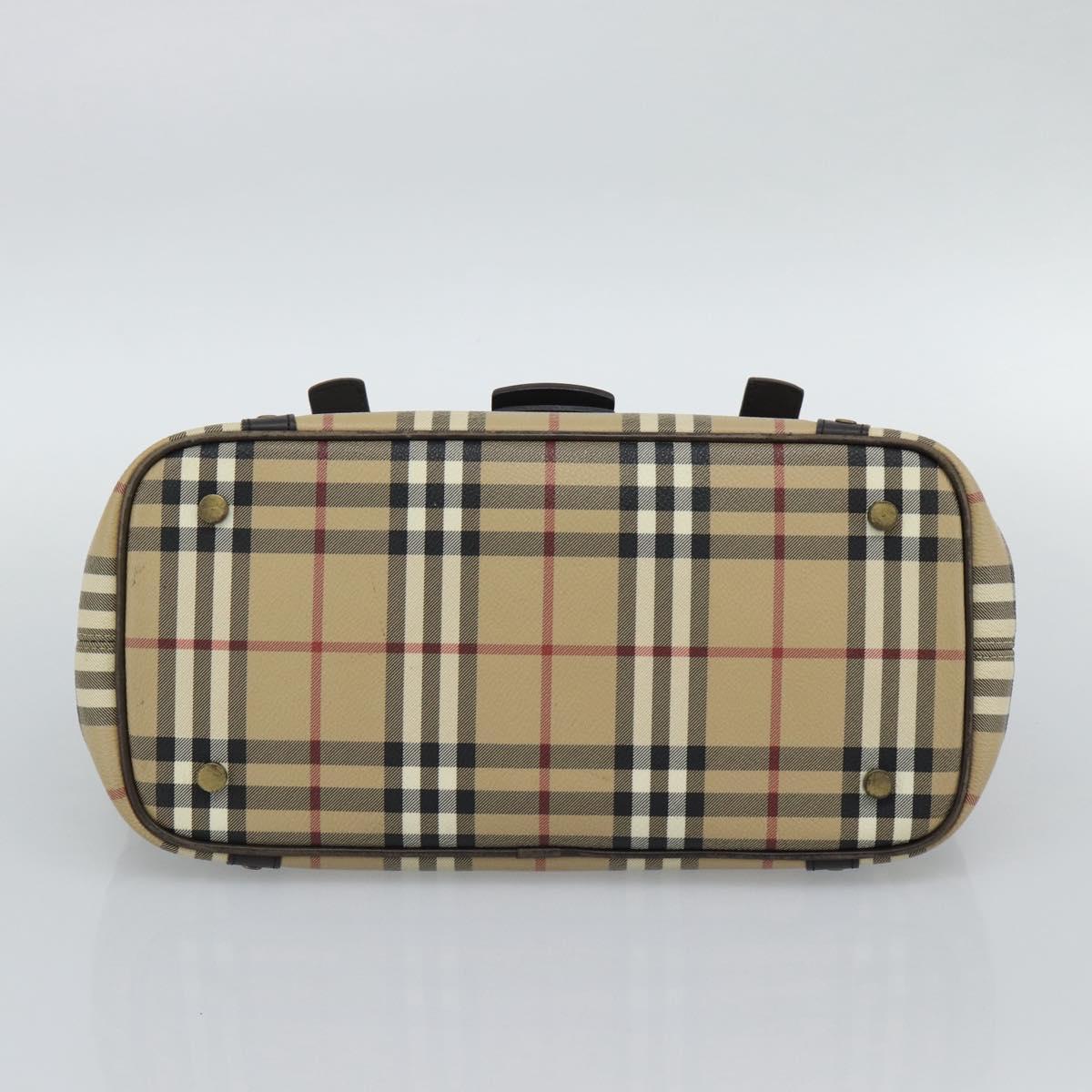 BURBERRY Nova Check Hand Bag PVC Beige Auth 193004A