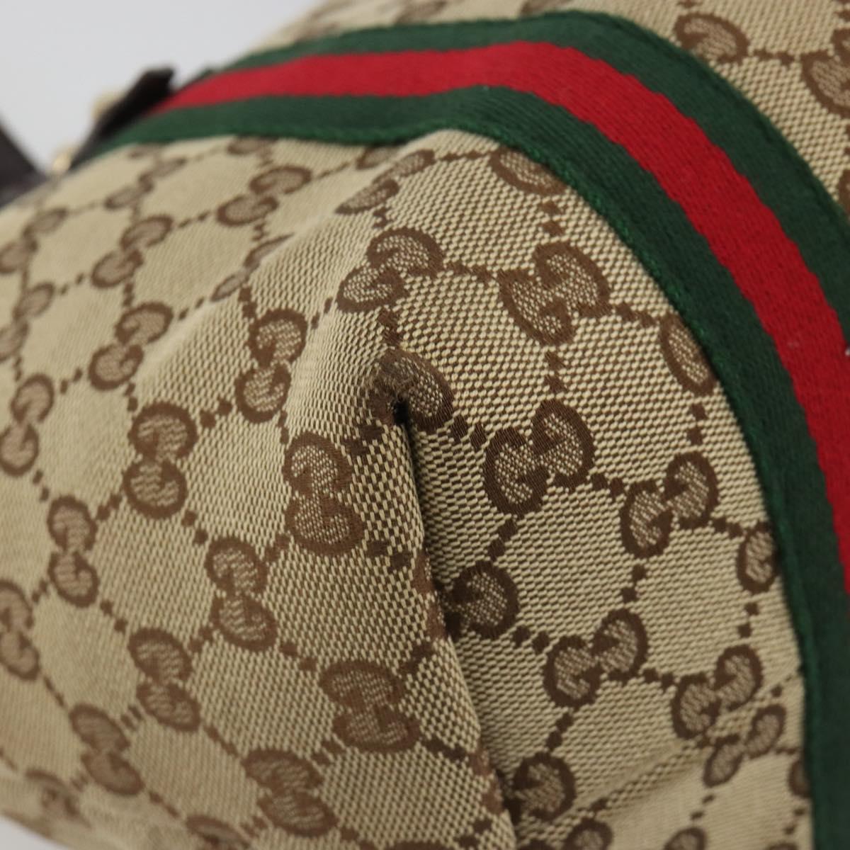 GUCCI GG Canvas Web Sherry Line Tote Bag Beige Gold 137396 Auth 193010