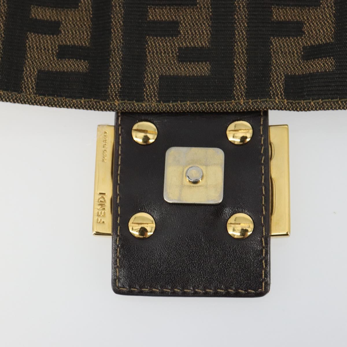 FENDI Zucca Canvas Mamma Baguette Shoulder Bag Brown Black Auth 193012V