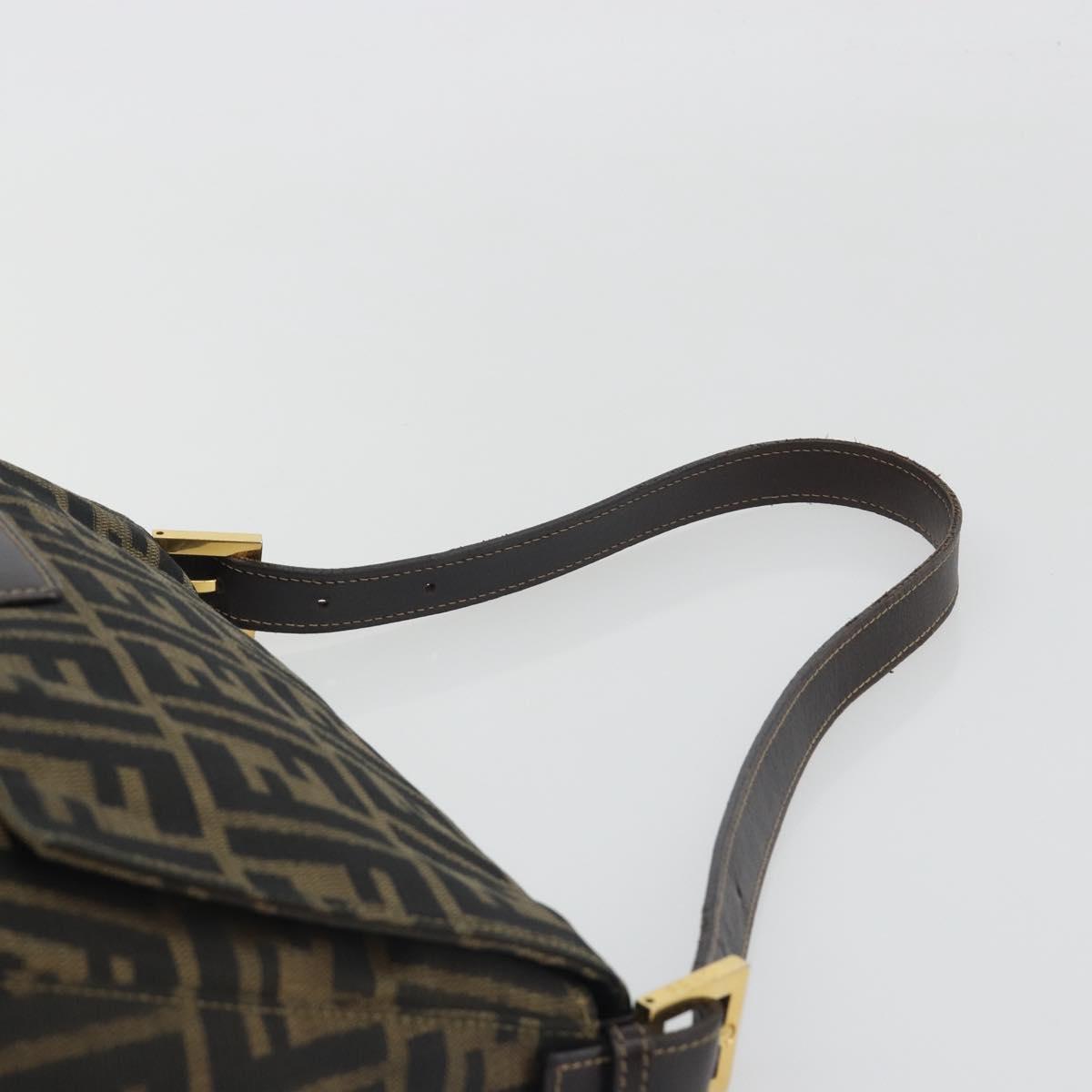 FENDI Zucca Canvas Mamma Baguette Shoulder Bag Brown Black Auth 193012V
