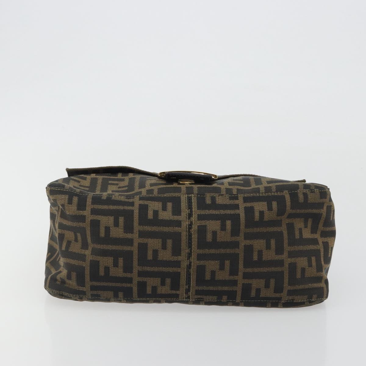 FENDI Zucca Canvas Mamma Baguette Shoulder Bag Brown Black Auth 193012V