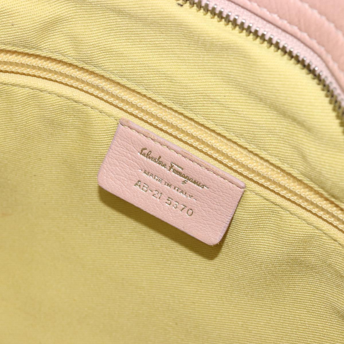 Salvatore Ferragamo Gancini Hand Bag Leather Pink Silver Auth 193013A