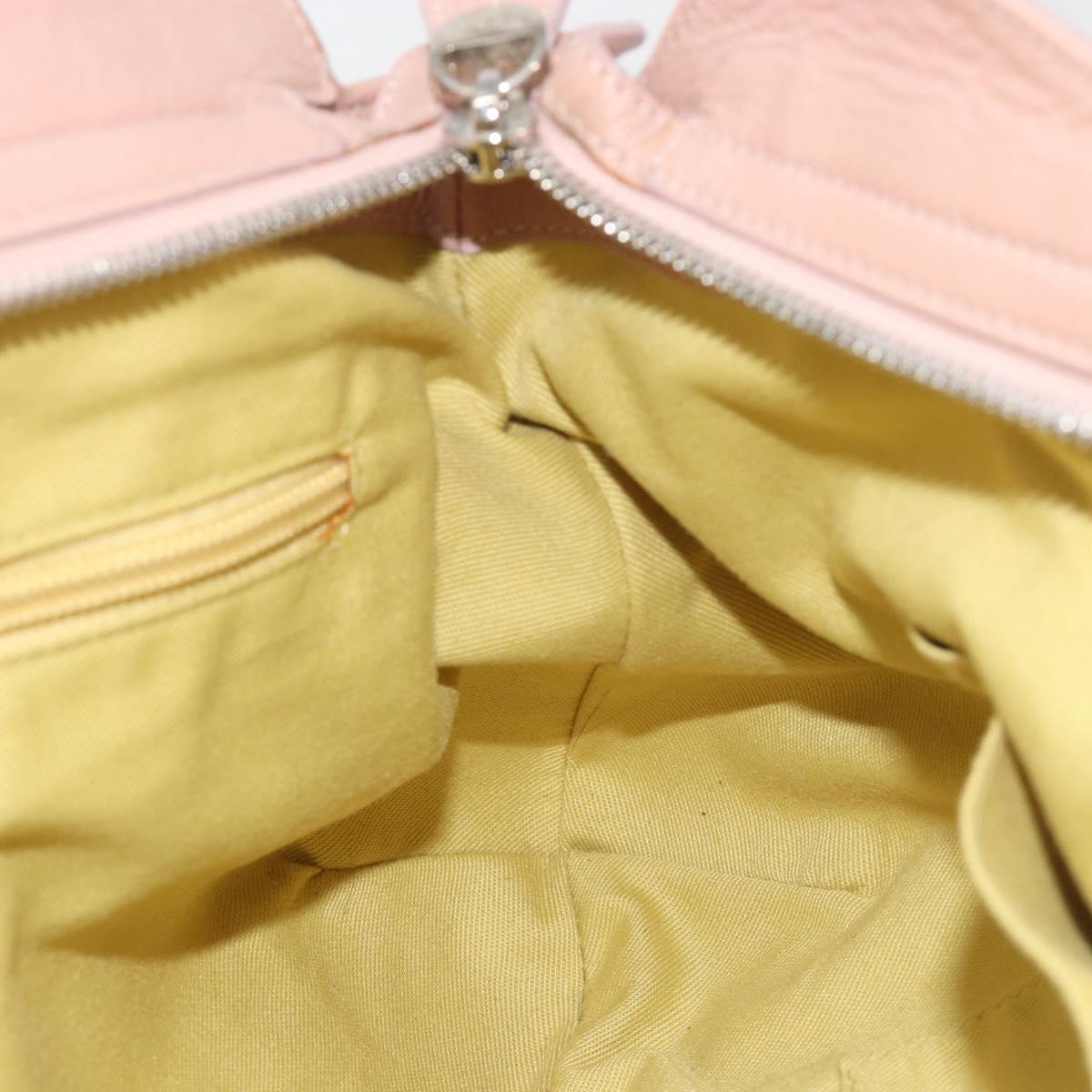 Salvatore Ferragamo Gancini Hand Bag Leather Pink Silver Auth 193013A