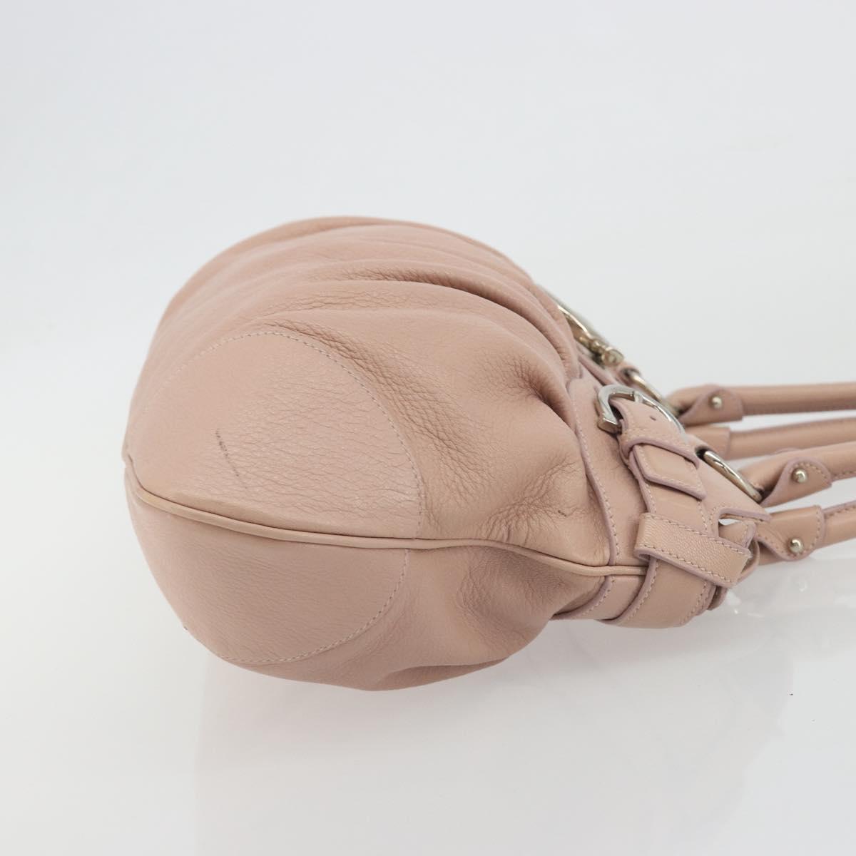 Salvatore Ferragamo Gancini Hand Bag Leather Pink Silver Auth 193013A