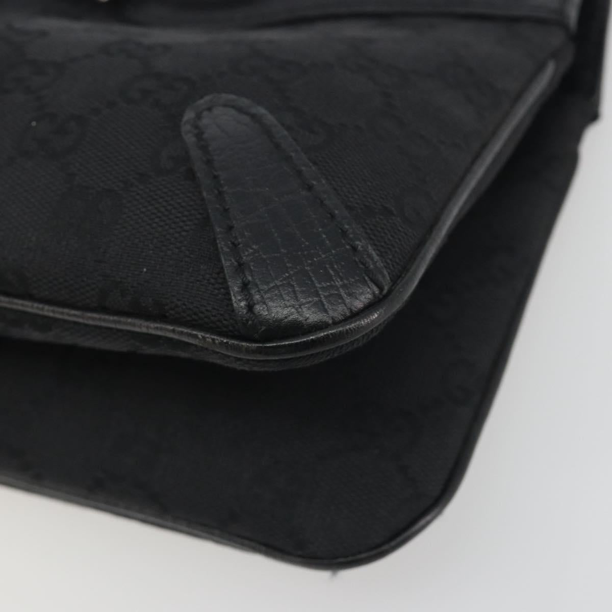 GUCCI Horsebit GG Canvas Hand Bag Black Silver 114913 Auth 193014V