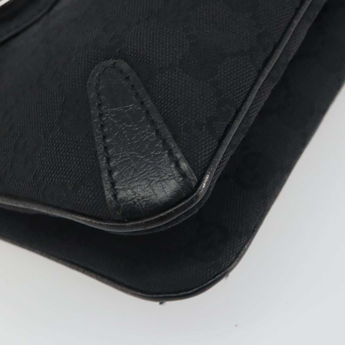 GUCCI Horsebit GG Canvas Hand Bag Black Silver 114913 Auth 193014V