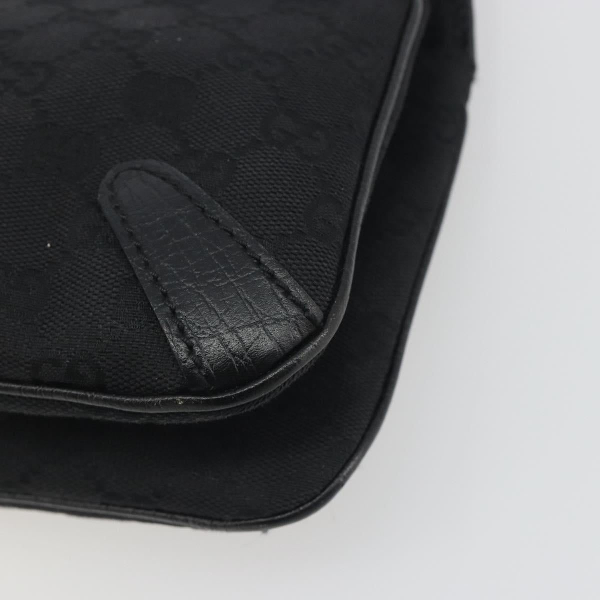 GUCCI Horsebit GG Canvas Hand Bag Black Silver 114913 Auth 193014V